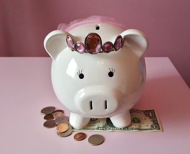 豚の貯金箱とお金